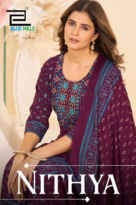Nithya By Blue Hills Rayon Anarkali Gown With Dupatta Wholesale Market In Surat
